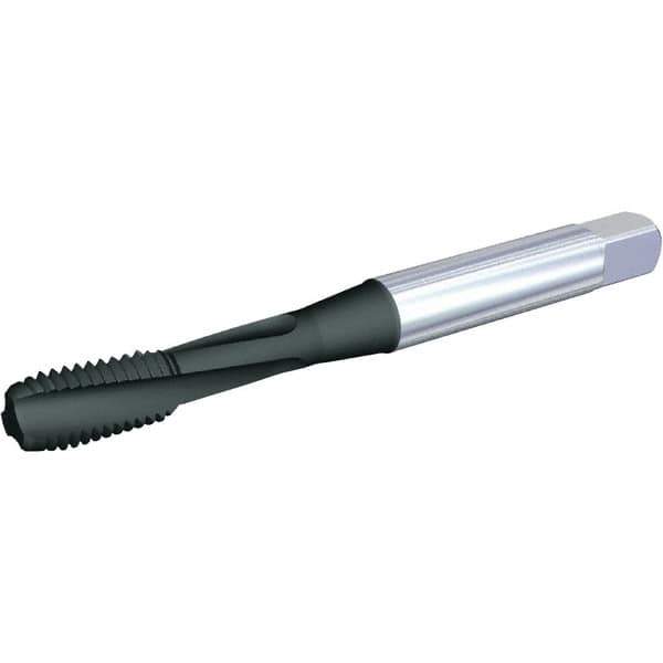 Kennametal - M6x1.00 Metric 3 Flute 6H Modified Bottoming Spiral Flute Tap - Powdered Metal, Nitride Finish, 63.4mm OAL, Right Hand Flute, Right Hand Thread, D5, Series T662 - Exact Industrial Supply