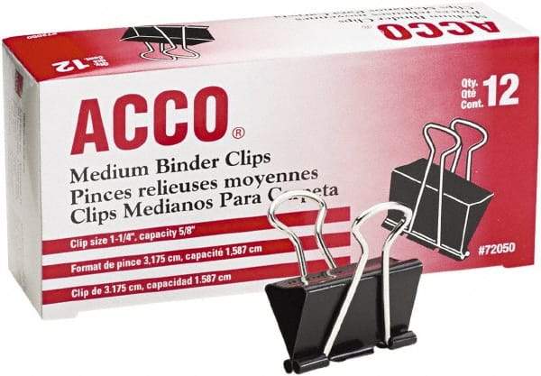 ACCO - 5/8" Wide Binder Clip - Black/Silver - Exact Industrial Supply