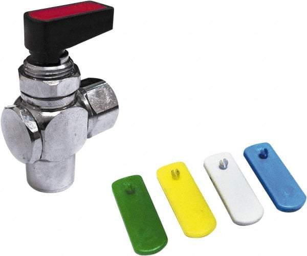 Value Collection - 1/8" Pipe, Brass Miniature Ball Valve - Right Angle, FNPT x FNPT Ends, Wedge Handle, 250 WOG - Exact Industrial Supply