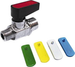 Value Collection - 1/8" Pipe, Brass Miniature Ball Valve - Inline - One Way Flow, MNPT x FNPT Ends, Wedge Handle, 250 WOG - Exact Industrial Supply