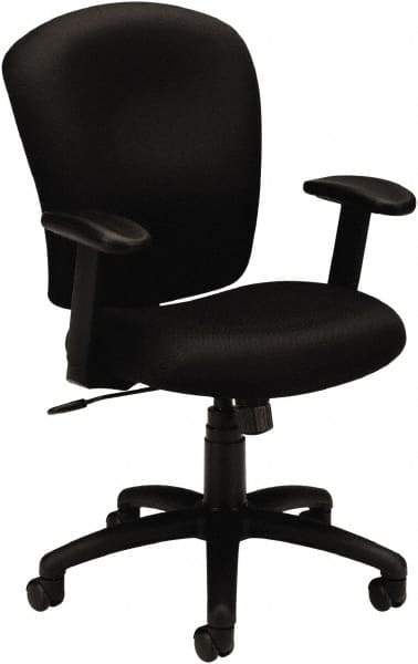 Basyx - 41" High Task Chair - 26" Wide x 34-1/2" Deep, 100% Polyester Seat, Black - Exact Industrial Supply
