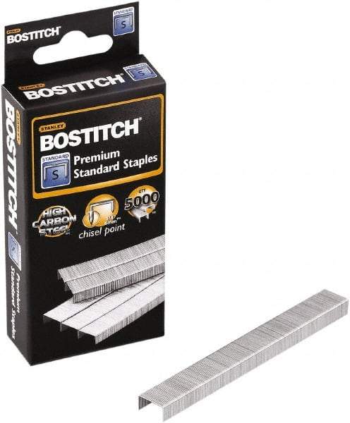 Stanley Bostitch - 1/4" Leg Length, Steel Standard Staples - 20 Sheet Capacity, For Use with All Standard Full-Strip Staplers - Exact Industrial Supply