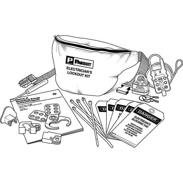 Panduit - 12 Piece Electrical Lockout Kit - Keyed Differently, Comes in Pouch - Exact Industrial Supply