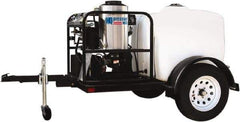 Value Collection - Gas, 16 hp, 4,000 psi, 4 GPM, Hot Water Pressure Washer - General Triplex Ceramic Plunger, 50' x 3/8" Hose - Exact Industrial Supply