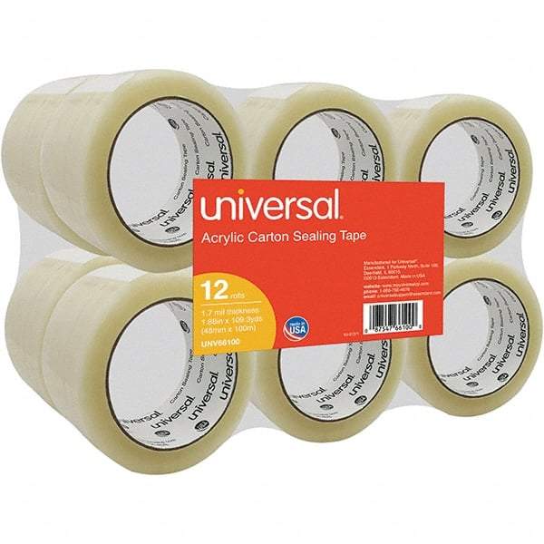 UNIVERSAL - 48mm Wide x 1.7mm Thick x 100m Long, 66100 Box Sealing & Label Protection Tape - Clear - Exact Industrial Supply