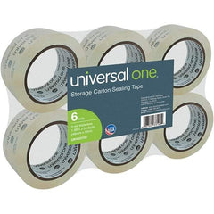 Universal One - 48mm Wide x 3mm Thick x 50m Long, 33100 Box Sealing & Label Protection Tape - Clear - Exact Industrial Supply