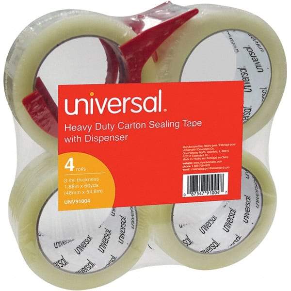 Universal One - 48mm Wide x 3mm Thick x 54.8m Long, 91004 Box Sealing & Label Protection Tape - Clear - Exact Industrial Supply