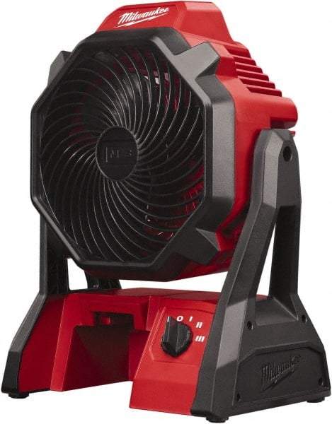 Milwaukee Tool - 7" Blade, 284 Max CFM, Cordless Fan - 2.5 Amps, 18 Volts, 3 Speed - Exact Industrial Supply