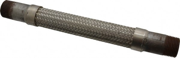 Made in USA - 12" OAL, 1" ID, 580 Max psi, Flexible Metal Hose Assembly - Exact Industrial Supply