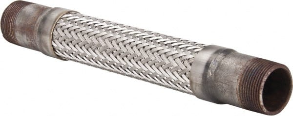 Made in USA - 12" OAL, 1-1/4" ID, 450 Max psi, Flexible Metal Hose Assembly - Exact Industrial Supply