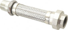 Made in USA - 12" OAL, 1-1/2" ID, 410 Max psi, Flexible Metal Hose Assembly - Exact Industrial Supply