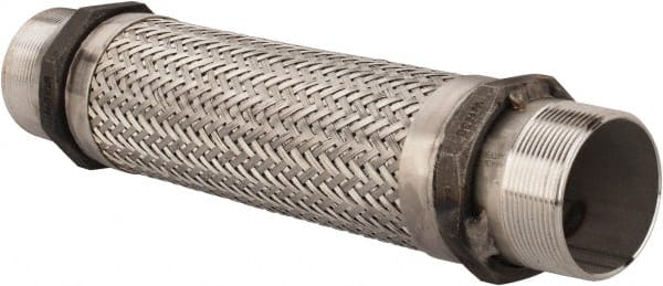 Made in USA - 18" OAL, 3" ID, 250 Max psi, Flexible Metal Hose Assembly - Exact Industrial Supply