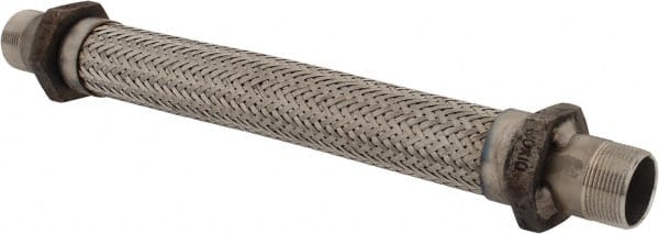 Made in USA - 18" OAL, 1-1/4" ID, 450 Max psi, Flexible Metal Hose Assembly - Exact Industrial Supply