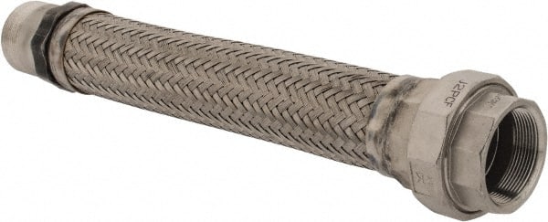 Made in USA - 18" OAL, 2" ID, 450 Max psi, Flexible Metal Hose Assembly - Exact Industrial Supply