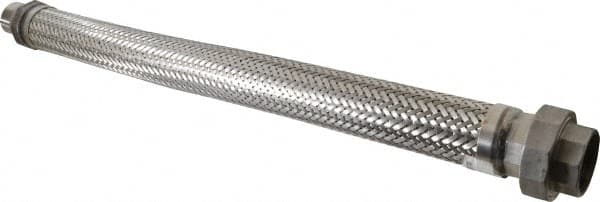 Made in USA - 30" OAL, 1-1/2" ID, 410 Max psi, Flexible Metal Hose Assembly - Exact Industrial Supply