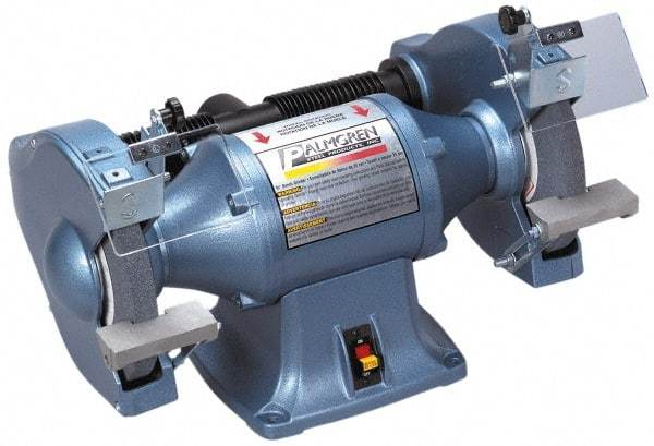 Palmgren - 10" Wheel Diam, 1 hp Grinder - 1" Arbor Hole Diam, 3 Phase, 1,725 Max RPM, 220/440 Volts - Exact Industrial Supply