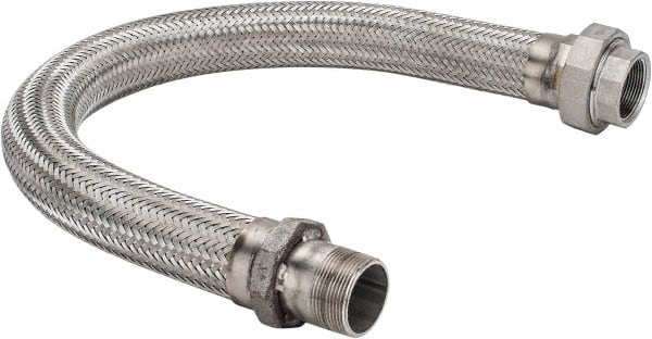 Made in USA - 36" OAL, 1-1/2" ID, 410 Max psi, Flexible Metal Hose Assembly - Exact Industrial Supply