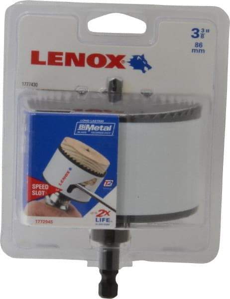 Lenox - 3-3/8" Diam, 1-1/2" Cutting Depth, Hole Saw - Bi-Metal Saw, Toothed Edge - Exact Industrial Supply