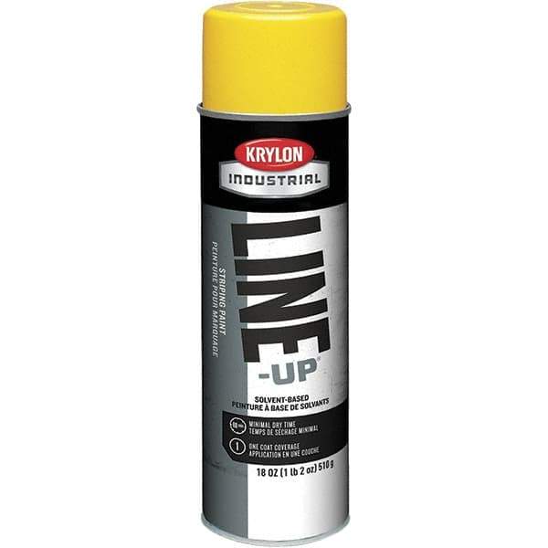 Krylon - 18 fl oz Yellow Striping Paint - 234 to 332 Sq Ft/Gal Coverage, Solvent-Based Formula - Exact Industrial Supply