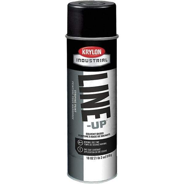 Krylon - 18 fl oz Black Striping Paint - 234 to 332 Sq Ft/Gal Coverage, Solvent-Based Formula - Exact Industrial Supply