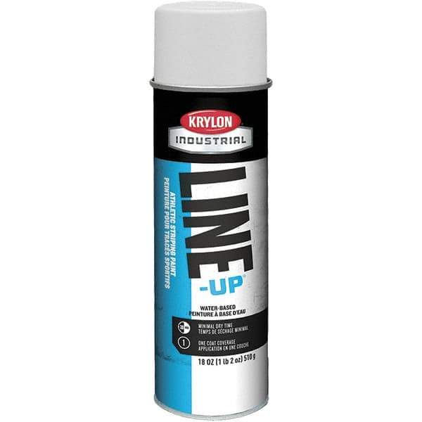 Krylon - 18 fl oz White Striping Paint - 234 to 332 Sq Ft/Gal Coverage, Water-Based Formula - Exact Industrial Supply