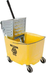 Value Collection - 35 Qt Plastic Metal Bucket & Wringer - 3" Long, Yellow - Exact Industrial Supply