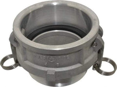 EVER-TITE Coupling Products - 4" Aluminum Cam & Groove Suction & Discharge Hose Female Coupler Male NPT Thread - Part B, 4" Thread, 100 Max psi - Exact Industrial Supply