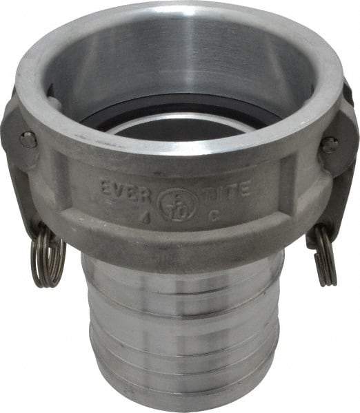 EVER-TITE Coupling Products - 4" Aluminum Cam & Groove Suction & Discharge Hose Female Coupler Hose Shank - Part C, 100 Max psi - Exact Industrial Supply