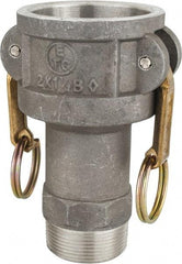 EVER-TITE Coupling Products - 2" Aluminum Cam & Groove Suction & Discharge Hose Female Coupler Male NPT Thread - Part B, 1-1/2" Thread, 250 Max psi - Exact Industrial Supply
