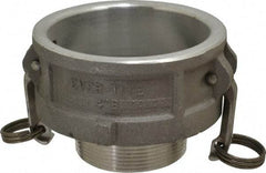 EVER-TITE Coupling Products - 4" Aluminum Cam & Groove Suction & Discharge Hose Female Coupler Male NPT Thread - Part B, 3" Thread, 100 Max psi - Exact Industrial Supply