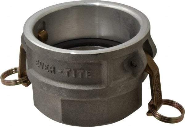 EVER-TITE Coupling Products - 4" Aluminum Cam & Groove Suction & Discharge Hose Female Coupler Female NPT Thread - Part D, 3" Thread, 100 Max psi - Exact Industrial Supply