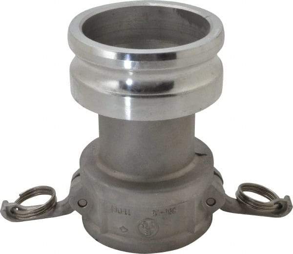 EVER-TITE Coupling Products - 3" Aluminum Cam & Groove Suction & Discharge Hose Female Coupler Male Adapter - 4" Thread, 125 Max psi - Exact Industrial Supply