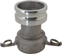 EVER-TITE Coupling Products - 3" Aluminum Cam & Groove Suction & Discharge Hose Female Coupler Male Adapter - 4" Thread, 125 Max psi - Exact Industrial Supply