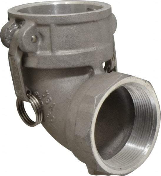 EVER-TITE Coupling Products - 3" Aluminum Cam & Groove Suction & Discharge Hose Female Coupler Female NPT Thread, 90° - Part D, 3" Thread, 125 Max psi - Exact Industrial Supply