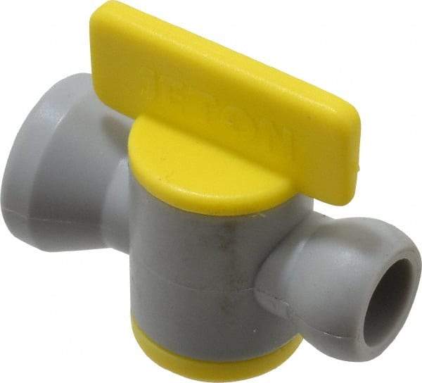 Value Collection - 2 Piece, 1/4" ID Coolant Hose Connection Valve - Male to Female Connection, POM Body, Unthreaded, Use with Snap Together Hose Systems - Exact Industrial Supply