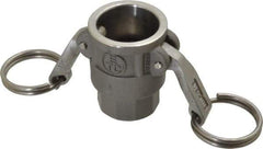 EVER-TITE Coupling Products - 3/4" Stainless Steel Cam & Groove Suction & Discharge Hose Female Coupler Female NPT Thread - Part D, 3/4" Thread, 250 Max psi - Exact Industrial Supply