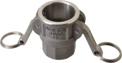 EVER-TITE Coupling Products - 1-1/4" Stainless Steel Cam & Groove Suction & Discharge Hose Female Coupler Female NPT Thread - Part D, 1-1/4" Thread, 250 Max psi - Exact Industrial Supply