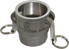 EVER-TITE Coupling Products - 2" Stainless Steel Cam & Groove Suction & Discharge Hose Female Coupler Female NPT Thread - Part D, 2" Thread, 250 Max psi - Exact Industrial Supply