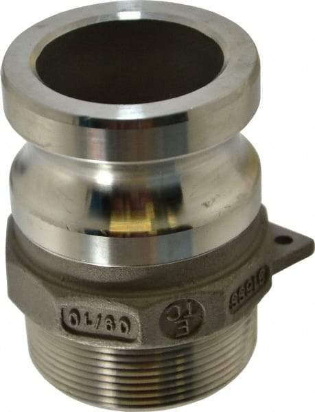 EVER-TITE Coupling Products - 2" Stainless Steel Cam & Groove Suction & Discharge Hose Male Adapter Male NPT Thread - Part F, 2" Thread, 250 Max psi - Exact Industrial Supply