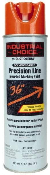 Rust-Oleum - 17 fl oz Orange Marking Paint - 600' to 700' Coverage at 1" Wide, Solvent-Based Formula - Exact Industrial Supply