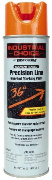 Rust-Oleum - 17 fl oz Orange Marking Paint - 600' to 700' Coverage at 1" Wide, Solvent-Based Formula - Exact Industrial Supply