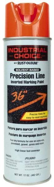 Rust-Oleum - 17 fl oz Orange Marking Paint - 600' to 700' Coverage at 1" Wide, Solvent-Based Formula - Exact Industrial Supply