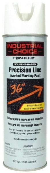 Rust-Oleum - 17 fl oz White Marking Paint - 600' to 700' Coverage at 1" Wide, Solvent-Based Formula - Exact Industrial Supply