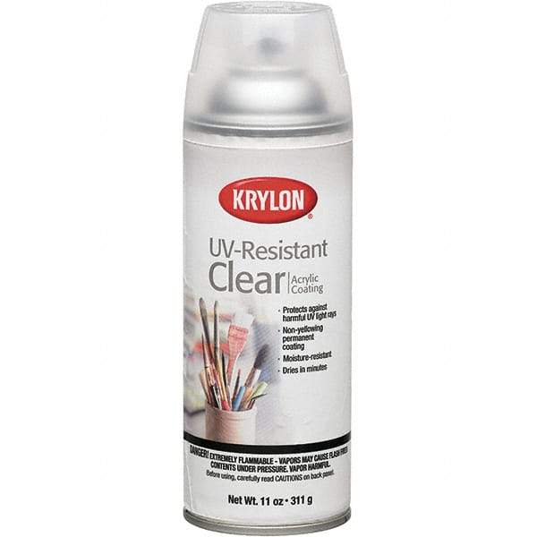 Krylon - Crystal Clear, Flat, Acrylic Coating Spray Paint - 15 to 20 Sq Ft per Can, 16 oz Container - Exact Industrial Supply