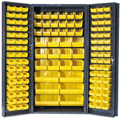 Quantum Storage - 132 Bin Storage Cabinet - Steel, 36" Wide x 24" Deep x 72" High, Gray - Exact Industrial Supply