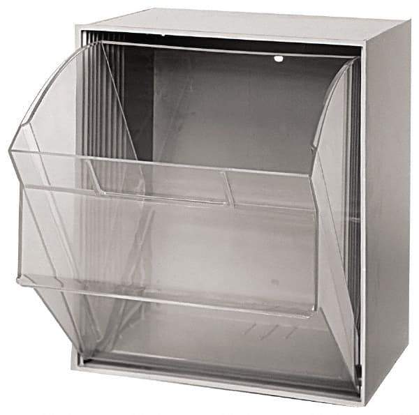 Quantum Storage - 11-13/16" Wide x 13-7/8" High x 11-7/8" Deep, Small Parts Tip Out Stacking Bin Organizer - Polystyrene Frame, 1 Compartments, 11-1/16" Wide x 13-5/8" High x 8-7/8" Deep Bin - Exact Industrial Supply
