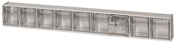 Quantum Storage - 23-5/8" Wide x 3-1/8" High x 2-1/2" Deep, Small Parts Tip Out Stacking Bin Organizer - Polystyrene Frame, 9 Compartments, 2-3/16" Wide x 2-1/2" High x 1-3/4" Deep Bin - Exact Industrial Supply