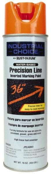 Rust-Oleum - 17 fl oz Orange Marking Paint - 600' to 700' Coverage at 1" Wide, Water-Based Formula - Exact Industrial Supply