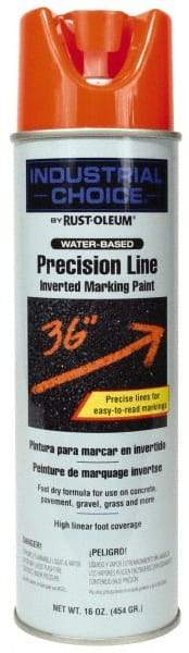 Rust-Oleum - 17 fl oz Orange Marking Paint - 600' to 700' Coverage at 1" Wide, Water-Based Formula - Exact Industrial Supply