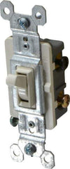 Pass & Seymour - 3 Pole, 120 VAC, 15 Amp, Specification Grade, Toggle, Wall and Dimmer Light Switch - 1-1/4 Inch Wide x 3.281 Inch High - Exact Industrial Supply